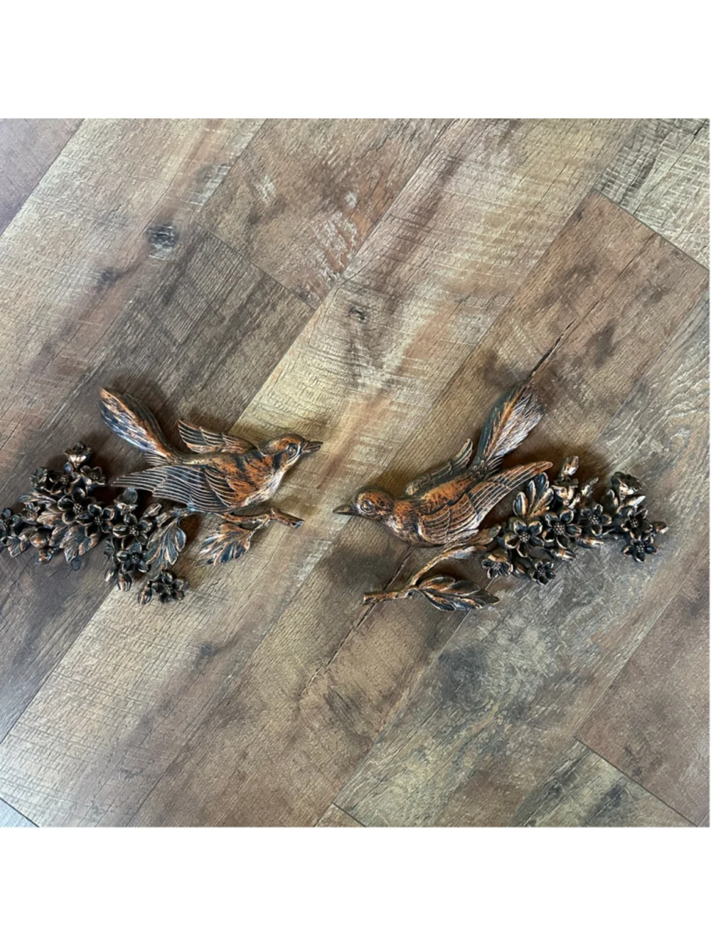 Vintage 1970s Coppercraft Guild Bird Wall Plaques Set of 2 Floral MCM Decor F26